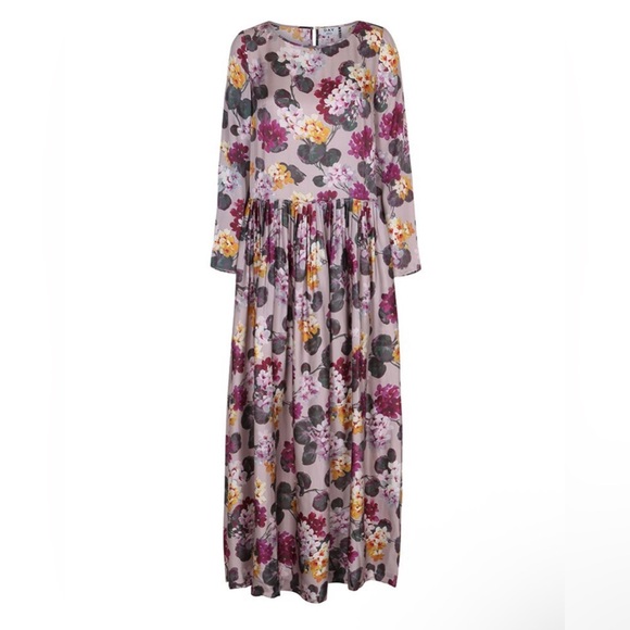 Day Birger et Mikkelsen purple Floral Long Sleeve maxi dress size L - Picture 2 of 9